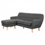 Linen Corner Sofa Couch Lounge L-shaped with Chaise - Dark Grey thumbnail 1