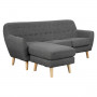 Linen Corner Sofa Couch Lounge L-shaped with Chaise - Dark Grey thumbnail 4