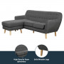 Linen Corner Sofa Couch Lounge L-shaped with Chaise - Dark Grey thumbnail 8