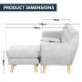 Linen Corner Sofa Couch Lounge L-shaped with Left Chaise - Light Grey thumbnail 7