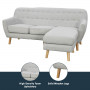 Linen Corner Sofa Couch Lounge L-shaped with Left Chaise - Light Grey thumbnail 8