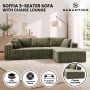 Sarantino Soffia 2.75m Green Corduroy Corner Sofa with Chaise L-Shape Sectional Couch 3 Seater Lounge Sofa in a Box thumbnail 2
