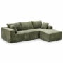 Sarantino Soffia 2.75m Green Corduroy Corner Sofa with Chaise L-Shape Sectional Couch 3 Seater Lounge Sofa in a Box thumbnail 4