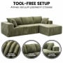 Sarantino Soffia 2.75m Green Corduroy Corner Sofa with Chaise L-Shape Sectional Couch 3 Seater Lounge Sofa in a Box thumbnail 7