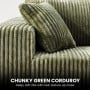 Sarantino Soffia 2.75m Green Corduroy Corner Sofa with Chaise L-Shape Sectional Couch 3 Seater Lounge Sofa in a Box thumbnail 10