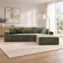 Sarantino Soffia 2.75m Green Corduroy Corner Sofa with Chaise L-Shape Sectional Couch 3 Seater Lounge Sofa in a Box thumbnail 11