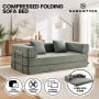 Sarantino Lume 1.9m Convertible Sofa Bed Green Corduroy Folding Foam Couch Double Floor Daybed Chaise Lounge thumbnail 3
