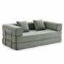 Sarantino Lume 1.9m Convertible Sofa Bed Green Corduroy Folding Foam Couch Double Floor Daybed Chaise Lounge thumbnail 2
