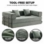 Sarantino Lume 1.9m Convertible Sofa Bed Green Corduroy Folding Foam Couch Double Floor Daybed Chaise Lounge thumbnail 7