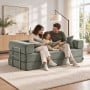 Sarantino Lume 1.9m Convertible Sofa Bed Green Corduroy Folding Foam Couch Double Floor Daybed Chaise Lounge thumbnail 8