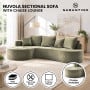 Sarantino Nuvola 2.65m Curved Cloud Sofa with Chaise Green Chenille Sectional Couch Lounge in a Box No Assembly thumbnail 2