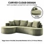 Sarantino Nuvola 2.65m Curved Cloud Sofa with Chaise Green Chenille Sectional Couch Lounge in a Box No Assembly thumbnail 5