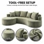 Sarantino Nuvola 2.65m Curved Cloud Sofa with Chaise Green Chenille Sectional Couch Lounge in a Box No Assembly thumbnail 6