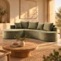 Sarantino Nuvola 2.65m Curved Cloud Sofa with Chaise Green Chenille Sectional Couch Lounge in a Box No Assembly thumbnail 3