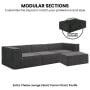 Sarantino Novi 3-Seater Modular Sofa Ottoman Charcoal Black Non-Slip Bottom Lounge thumbnail 6
