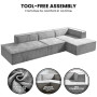 Sarantino Vani Compressed 3 Seater Modular Sofa Set - Light Grey thumbnail 6