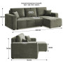 Sarantino Caliana Reversible L Shape Sofa Bed with Storage & Backrest - Green thumbnail 4