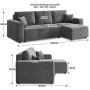 Sarantino Caliana Reversible L Shape Sofa Bed with Storage & Backrest - Grey thumbnail 4