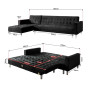 Sarantino Corner Sofa Bed Couch with Chaise - Black thumbnail 3