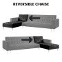 Sarantino Corner Sofa Bed Couch with Chaise - Black thumbnail 4