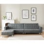 Suede Corner Sofa Bed Couch with Chaise - Grey thumbnail 1