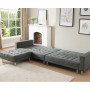 Suede Corner Sofa Bed Couch with Chaise - Grey thumbnail 6