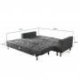 Suede Corner Sofa Bed Couch with Chaise - Grey thumbnail 8