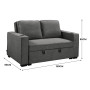 Sarantino Hoffman Linen Sofa Bed with Cushions & Cup Holders Dark Grey thumbnail 3