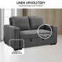 Sarantino Hoffman Linen Sofa Bed with Cushions & Cup Holders Dark Grey thumbnail 7