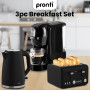 Pronti Breakfast Set with HomeMaid Coffee Machine, Silver Noir Toaster & Kettle thumbnail 2