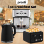 Pronti Breakfast Set with 1.6L Coffee Machine, Silver Noir Toaster & Kettle thumbnail 2