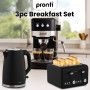 Pronti Breakfast Set with 1.25L Coffee Machine, Silver Noir Toaster & Kettle thumbnail 13