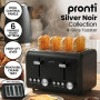 Pronti Breakfast Set with 1.25L Coffee Machine, Silver Noir Toaster & Kettle thumbnail 4