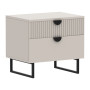 Sarantino Tessa Fluted 2-Drawer Bedside Table - Taupe thumbnail 1