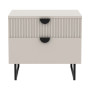 Sarantino Tessa Fluted 2-Drawer Bedside Table - Taupe thumbnail 2