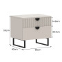 Sarantino Tessa Fluted 2-Drawer Bedside Table - Taupe thumbnail 3