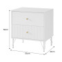 Sarantino Diego Bedside Table Night Stand with 2 Drawers - White thumbnail 3