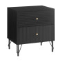 Sarantino Diego Bedside Table Night Stand with 2 Drawers - Black thumbnail 1