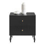 Sarantino Diego Bedside Table Night Stand with 2 Drawers - Black thumbnail 2