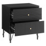 Sarantino Diego Bedside Table Night Stand with 2 Drawers - Black thumbnail 4