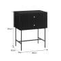 Sarantino Arden Fluted 2-Drawer Bedside Table Night Stand - Black thumbnail 3