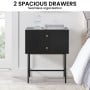Sarantino Arden Fluted 2-Drawer Bedside Table Night Stand - Black thumbnail 6