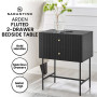 Sarantino Arden Fluted 2-Drawer Bedside Table Night Stand - Black thumbnail 9