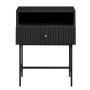 Sarantino Cecil Slender Fluted Bedside Table - Black thumbnail 2