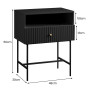 Sarantino Cecil Slender Fluted Bedside Table - Black thumbnail 4