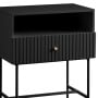 Sarantino Cecil Slender Fluted Bedside Table - Black thumbnail 5