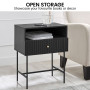 Sarantino Cecil Slender Fluted Bedside Table - Black thumbnail 6