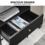 Sarantino Cecil Slender Fluted Bedside Table - Black thumbnail 7