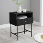 Sarantino Cecil Slender Fluted Bedside Table - Black thumbnail 9