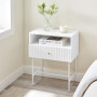 Sarantino Cecil Slender Fluted Bedside Table - White thumbnail 8